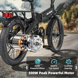 Folding Electric Bike for Adults, 20??3.0 Fat Tire Electric Bicycle, 374.4Wh Battery Ebike, 20MPH Electric Cargo Bike with LCD Color Display & 6 Speed Gears (Fits for 5’0+)